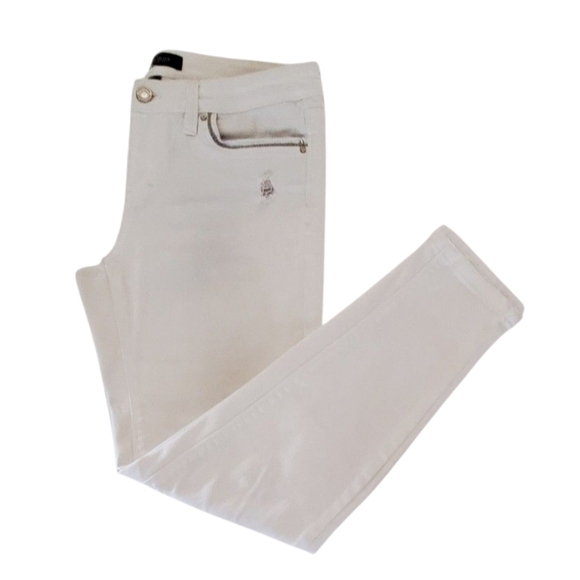 White House Black Market Womens White Distressed Girlfriend Denim Jeans Size 2 - Picture 7 of 8